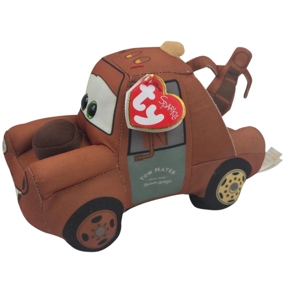 Ty Beanie Baby Sparkle Disney Pixar Cars 3 Mater Plush Tow Truck 8x5x4" NWT NOS